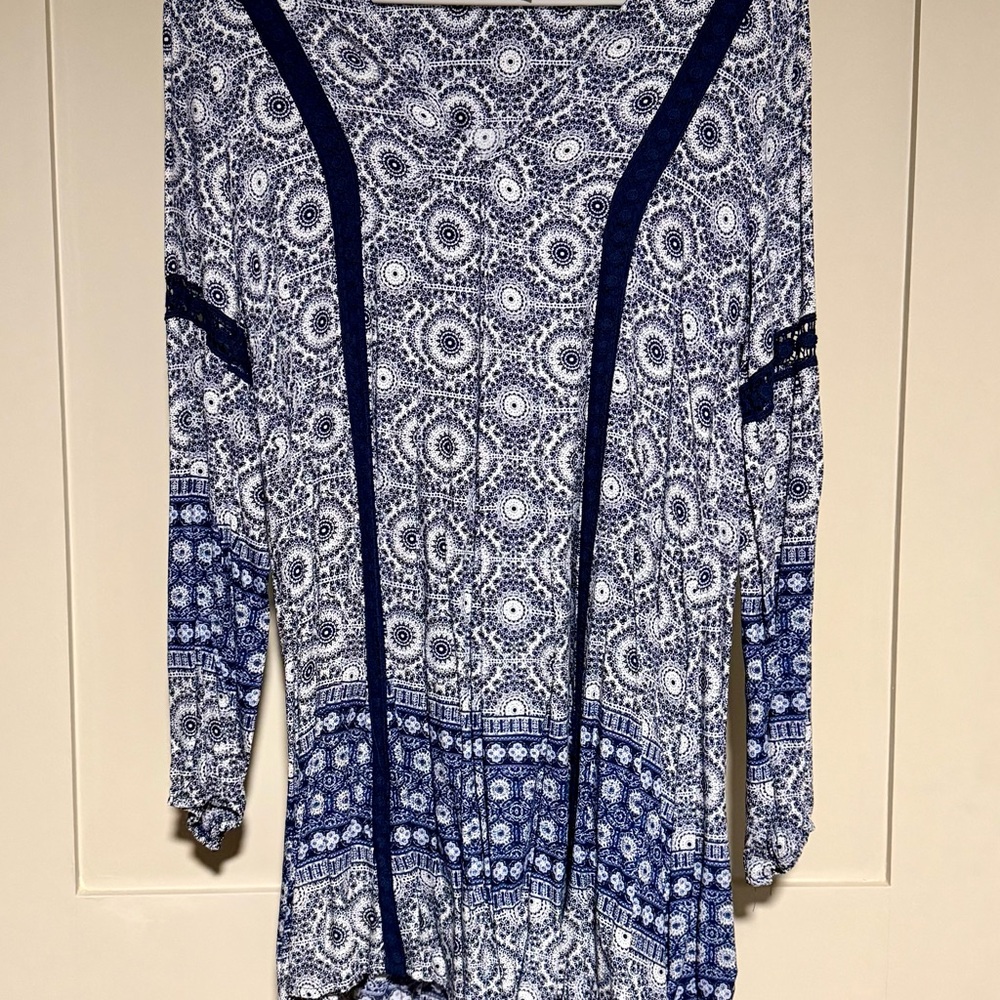 Altar'd State Navy and White Boho Blouse